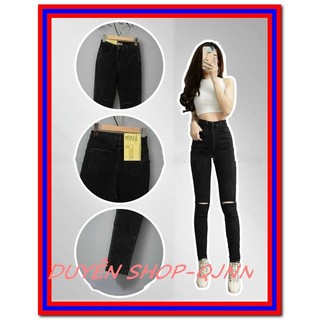 Quần jean nữ đen rách gối siêu xịn với chất jean giãn tốt fome chuẩn xịn -l28