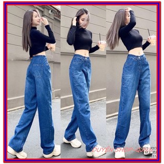 Quần jean nữ ỐNG SUÔN DÀI ống quần xuông fome rộng quần BÒ ống suông cực đẹp SBG-85