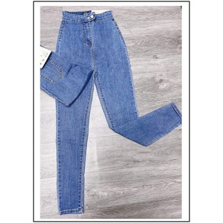 Quần Jean Nữ Lưng Cao ĐAI TRƠN + 2 CÚC GÀI NGANG mẫu mới nhất siêu hot chất jean giãn tốt omb-151