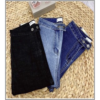 Quần Jean Nữ Lưng Cao ĐAI TRƠN + 2 CÚC GÀI NGANG mẫu mới nhất siêu hot chất jean giãn tốt omb-91