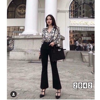 Quần jean nữ ỐNG LOE ĐEN - chất co giãn dày dặn g-r60