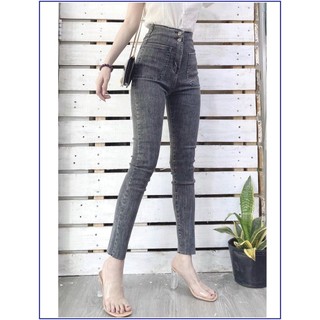 Quần jean nữ dài lưng cao HAI TÚI BẦU màu XÁM - 2 CÚC siêu hot nhất SHOP316