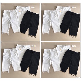 quần NGỐ LỬNG màu đen - trắng tua lai quần jean ngố SN-T334-010