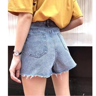 Quần short jean nữ xanh nhạt tua lai thời trang 33d8
