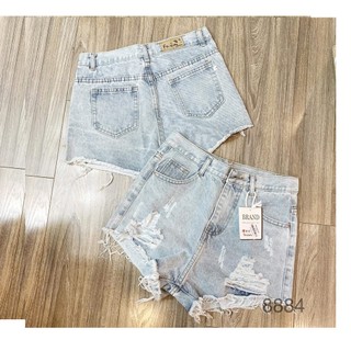 Quần short jean nữ rách 2 bên cào tưa xanh nhạt thời trang Kal673