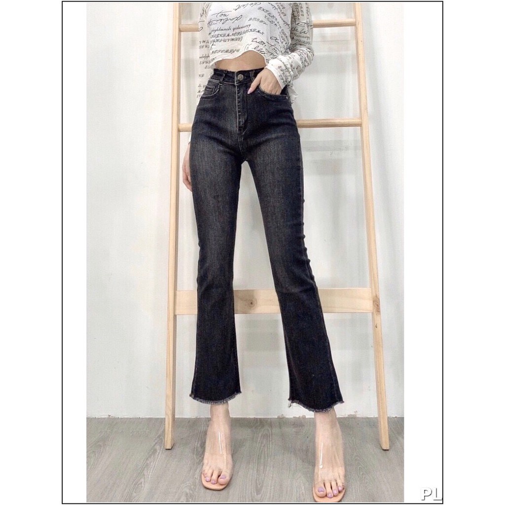 Quần jean nữ  dài ỐNG LOE MÀU XÁM ĐEN ML22-2