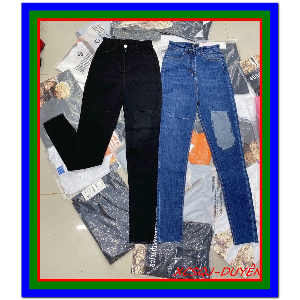 Quần jean nữ lưng cao KIỂU RÁCH TO NHỎ chất lượng siêu xịn nhiều màu lựa chọn R-41