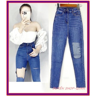 Quần jean nữ lưng cao KIỂU RÁCH TO NHỎ chất lượng siêu xịn nhiều màu lựa chọn R-81