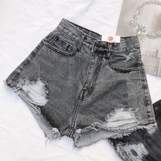 QUẦN SHORT JEAN NỮ XÁM VỪA,RÁCH HAI BÊN TUA LAI. 3/3 ffs