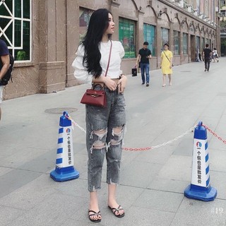 QUẦN JEAN NỮ BAGGY RÁCH NHIỀU MÀU XÁM 3/3 - 3166 SIZE S,M,L