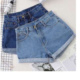 Quần short jean nữ trơn săn lai đơn giản thời trang size s,m,l - 010