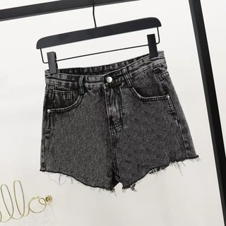 QUẦN SHORT JEAN NỮ MÀU XÁM ĐẬM TRƠN TUA LAI SIZE S.M.L vS06