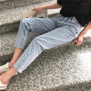 QUẦN JEAN NỮ XANH NHẠT DÁNG BAGGY TUA LAI BGT11