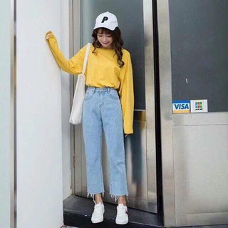 QUẦN JEAN NỮ BAGGY TUA LAI DÁNG DÀI BG08