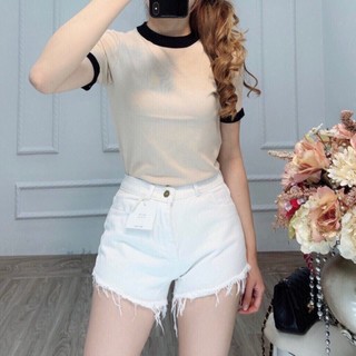 QUẦN SHORT JEAN NỮ LAI TUA ĐEN VÀ TRẮNG N1