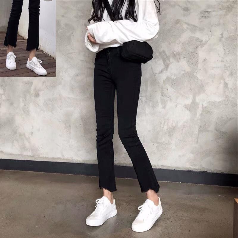 quần jean nữ ống loe màu đen xịn af1