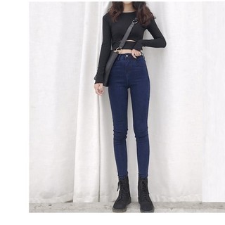 QUẦN JEAN NỮ LƯNG CAO XANH ĐẬM 21122