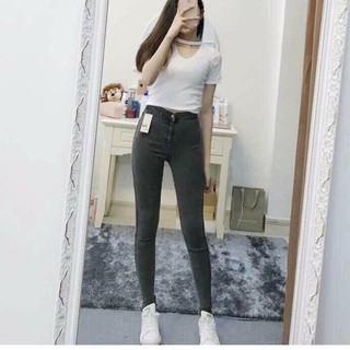 Quần jean nữ đai trơn siêu đẹp chất giãn tốt V01203