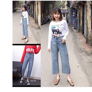 quần nữ ống loe baggy chất jean phong cách N0.1 MENT