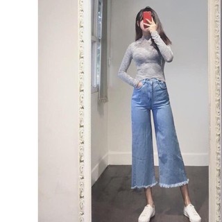 quần jean nữ baggy ống loe xanh nhạt QL.SHOP