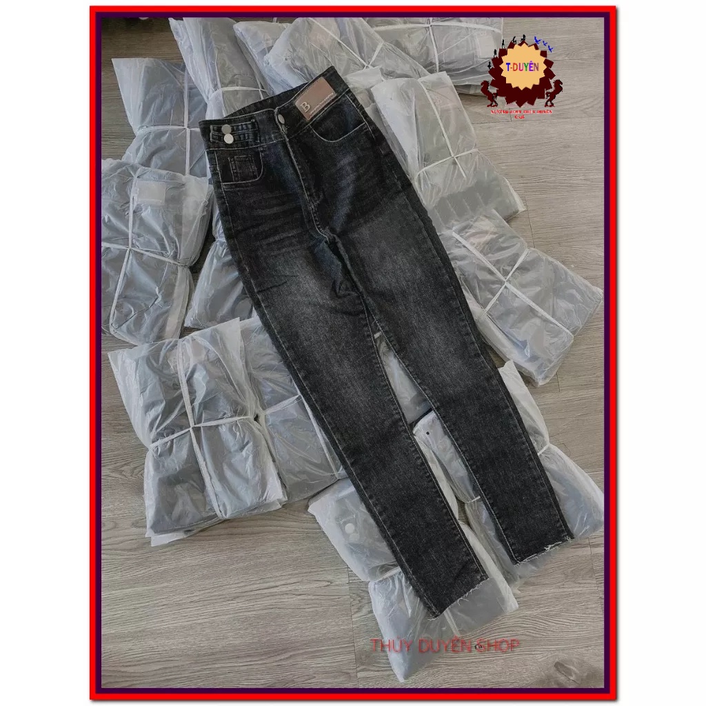 Quần jean nữ skiny lưng cao co giãn LOGO B phối hai RAY siêu hottren 0011, chuẩn dáng quần bò chính hãng chất lượng HO92