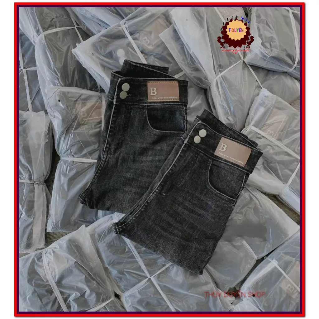 Quần jean nữ skiny lưng cao co giãn LOGO B phối hai RAY siêu hottren 0011, chuẩn dáng quần bò chính hãng chất lượng HO92