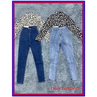 Quần jean nữ lưng cao KIỂU ĐAI KHÔNG ĐỈA 2 CÚC 2 TÚI SAU ( k có túi trước )  DT3-151