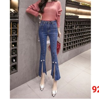 QUẦN JEAN NỮ ỐNG LOE ĐÍNH HẠT MẪU MỚI UAS 93