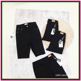 quần jean LỬNG nữ TRƠN MÀU ĐEN - TRẮNG tua lai siêu xinh jean giãn nhẹ -LVV1