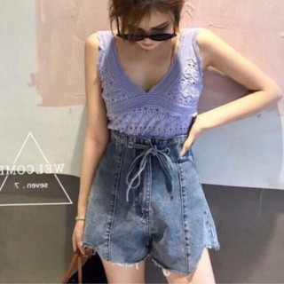 quần short jean nữ lưng cao cột nơ 547/5
