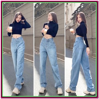Quần jean nữ ỐNG SUÔN DÀI xanh ( đậm - nhạt ) quần BÒ ống suông cực đẹp X-25