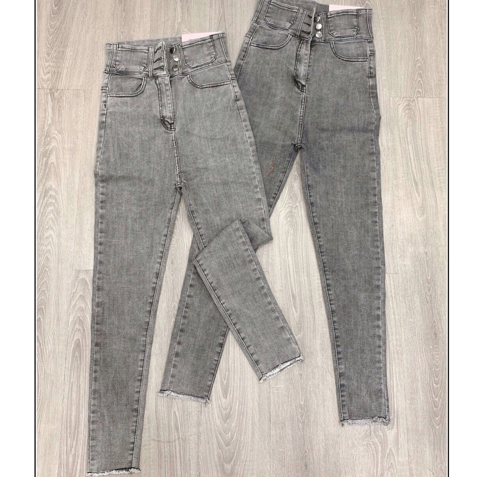 Quần jean nữ LƯNG SIÊU CAO 3 CÚC MÀU XÁM ( qua rốn 6cm ), quần bò lưng cao mới nhất -DI19