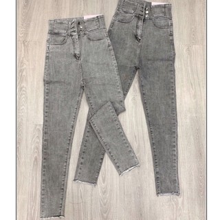 Quần jean nữ LƯNG SIÊU CAO 3 CÚC MÀU XÁM ( qua rốn 6cm ), quần bò lưng cao mới nhất -DI19