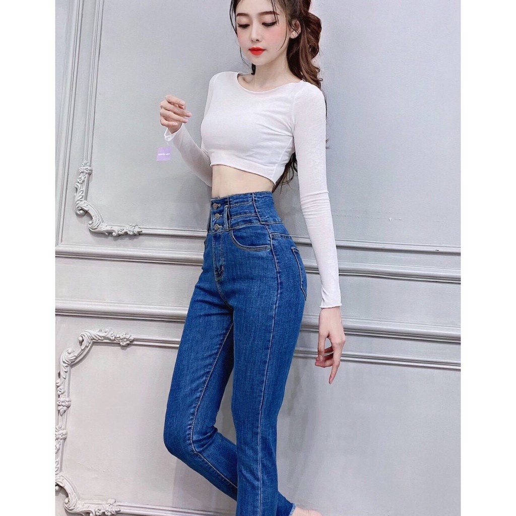 Quần jean nữ lưng siêu cao 3 CÚC Siêu Đẹp bảng size 26-34 chất jean giãn tốt 3C-ROM244