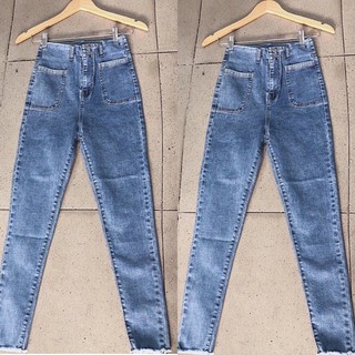 Quần Jean Nữ Lưng Cao Túi Trước 2 cúc + 2 Túi bầu ( ĐEN - XANH - XÁM ) chất jean giãn tốt loại 1 PLL-136