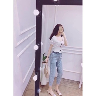 Quần jean nữ baggy lưng thun xanh nhạt lt/shopm2