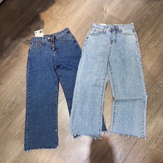 Quần jean nữ baggy loe xanh đậm - nhạt thời trang lửng htrol w1-12
