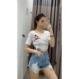 Quần short jean nữ kiểu rách hai bên xanh nhạt -crach-4