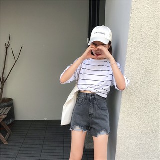 Quần short jean nữ MÀU XÁM KHOÉT 2 BÊN mẫu mới SA3Q-63