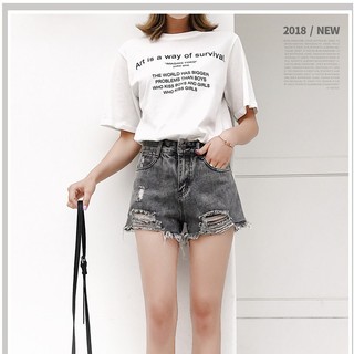 Quần short jean nữ MÀU XÁM RÁCH 2 BÊN CÀO TƯA mẫu mới S0DQ-667