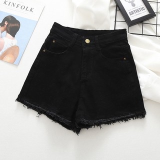 Quần short jean nữ ĐEN TRƠN TUA LAI - mẫu mới nhất SX4F-2