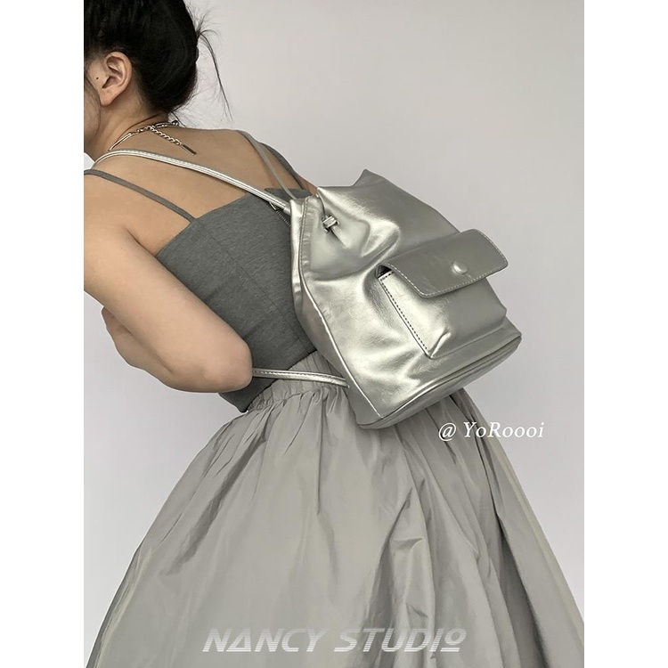 Ba Lô Rút Dây Màu Bạc Thời Trang Chất Lượng Cao