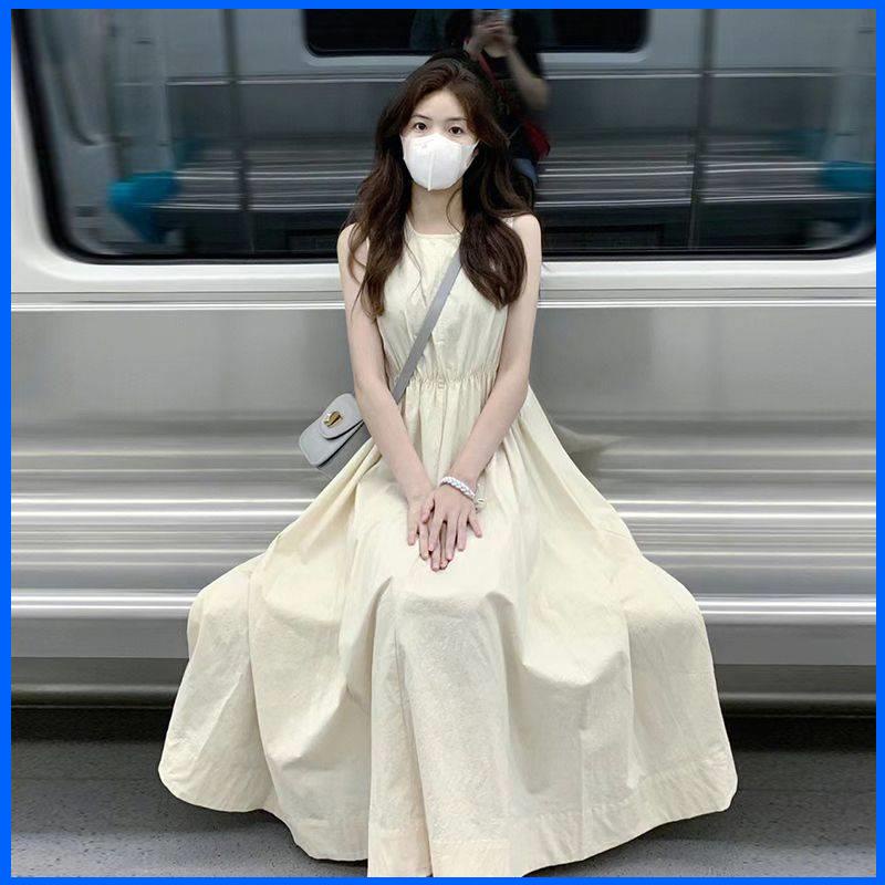 Váy 2 dây Đầm Mùa Hè Cao Cấp Không Tay Phong Cách Phương Tây Kích Thước Lớn Mỏng Nhẹ Che Bụng Dáng Dài Trượt Tuyết Mùa Hè Mới