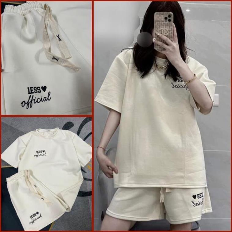 Bộ đùi nữ Set đồ nữ in Chữ nổi bộ quần short đùi áo form rộng tay lỡ, sooc phông mặc ở nhà Ulzzang AO19