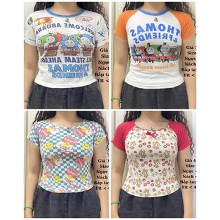 Áo baby tee 2hand, bbtee secondhand, cute, kawaii, kidcore, Thomas and Friends