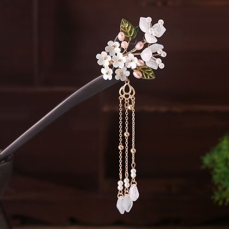 Trâm Cài Tóc Hình Hoa Mộc Lan Xanh Dương Đậm Sang Trọng Cho Người Lớn
