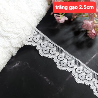 Ren thun viền , màu trắng , size 1 cm đến 6 cm( dây 5 mét)