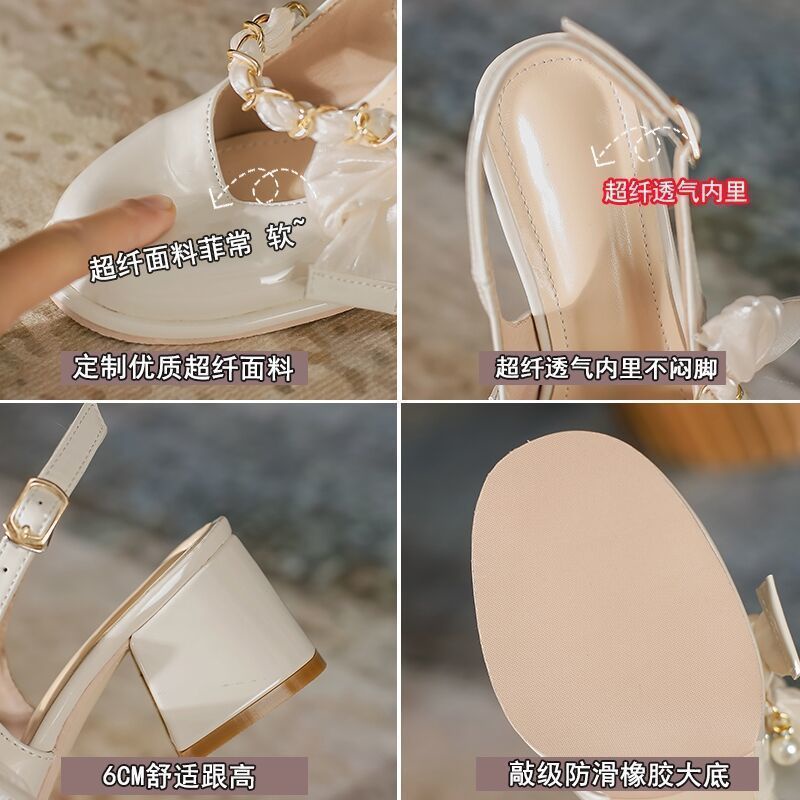 Giày Cao Gót Đính Nơ Xinh Xắn Thời Trang Dành Cho Mùa Hè