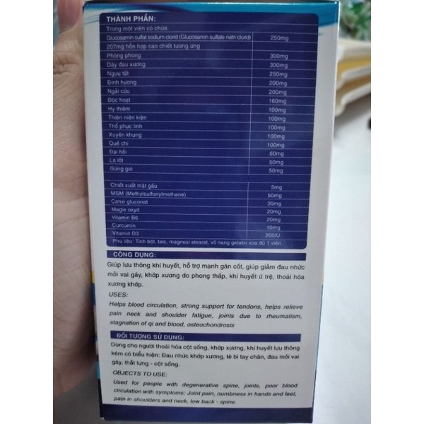 Viên vai gáy Apharco .Giúp lưu thông khí huyết,hỗ trợ mạnh gân cốt,giúp giảm đau mỏi vai gáy,khớp xương