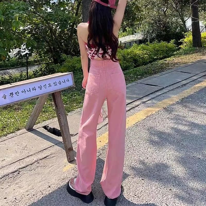 Quần Jean Ống Rộng Lưng Cao Thời Trang Mùa Hè 2023 Dành Cho Nữ